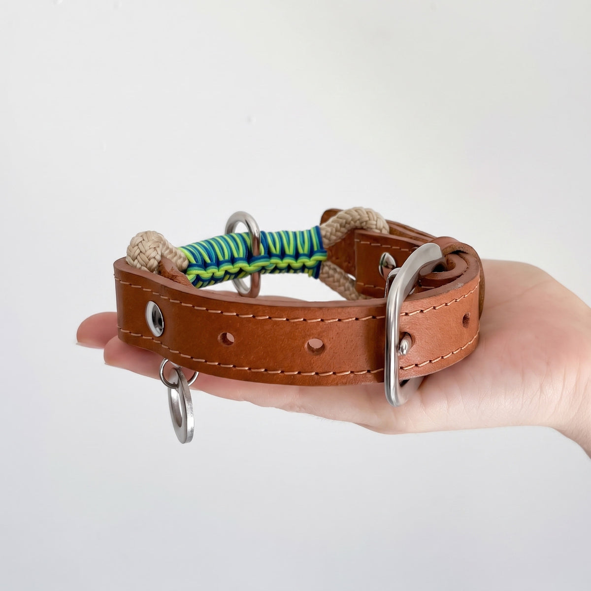 Conservatory Club Collar Taupe held in hand