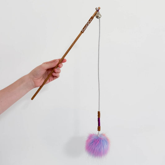 The Pounce Pom Pink handmade cat wand toy